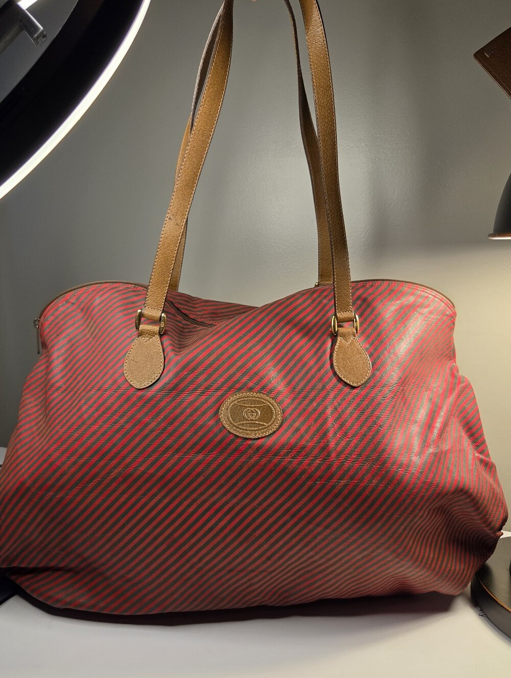 Vintage GUCCI Weekend Bag Canvas/leather Includes Zip Pouch